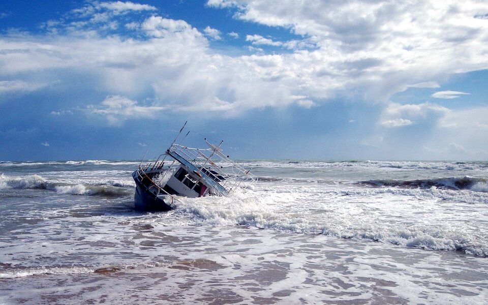Capsized boat