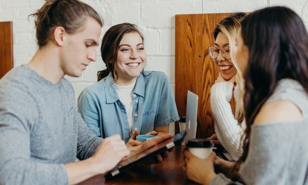 A group of friends at a coffee shop