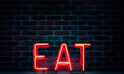 Red Eat Neon Sign Turned on