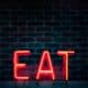 Red Eat Neon Sign Turned on
