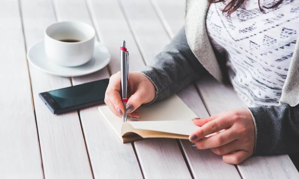 woman, write, notepad