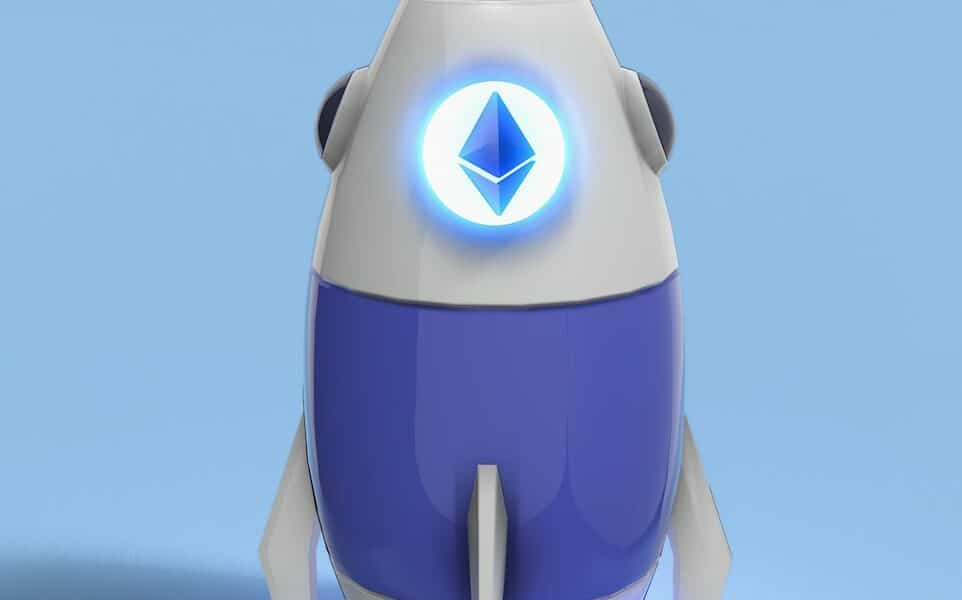 a blue and white robot with a light on its head