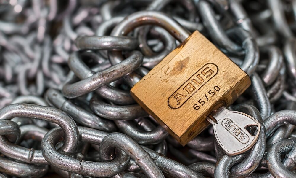 padlock, lock, chain