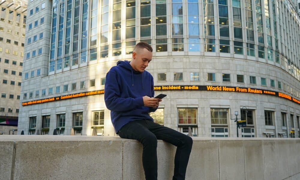 man holding smartphone