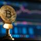 selective focus photo of Bitcoin near monitor
