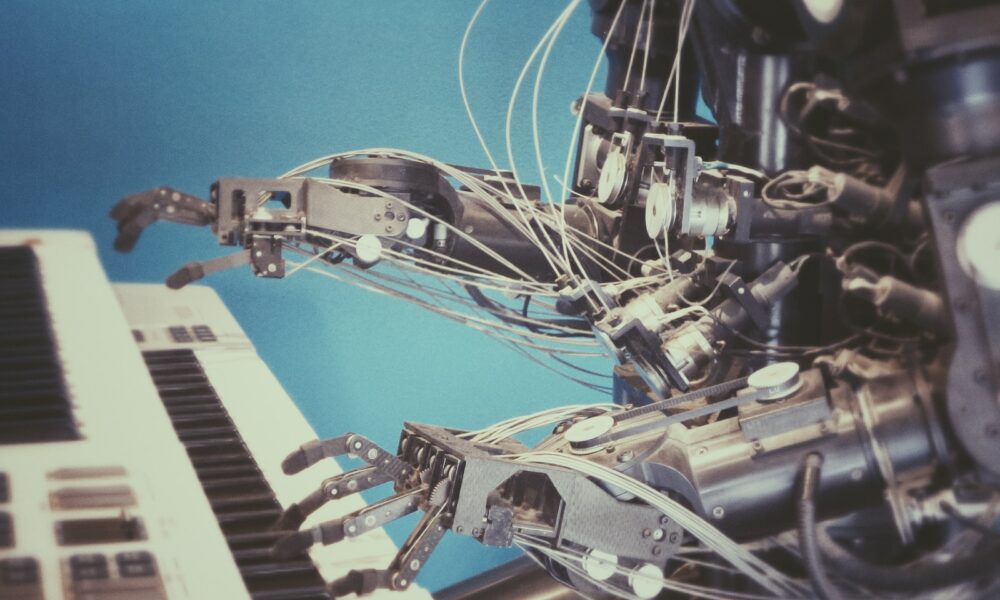 robot playing piano