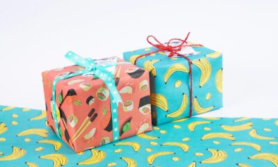 red and white floral gift boxes