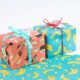 red and white floral gift boxes