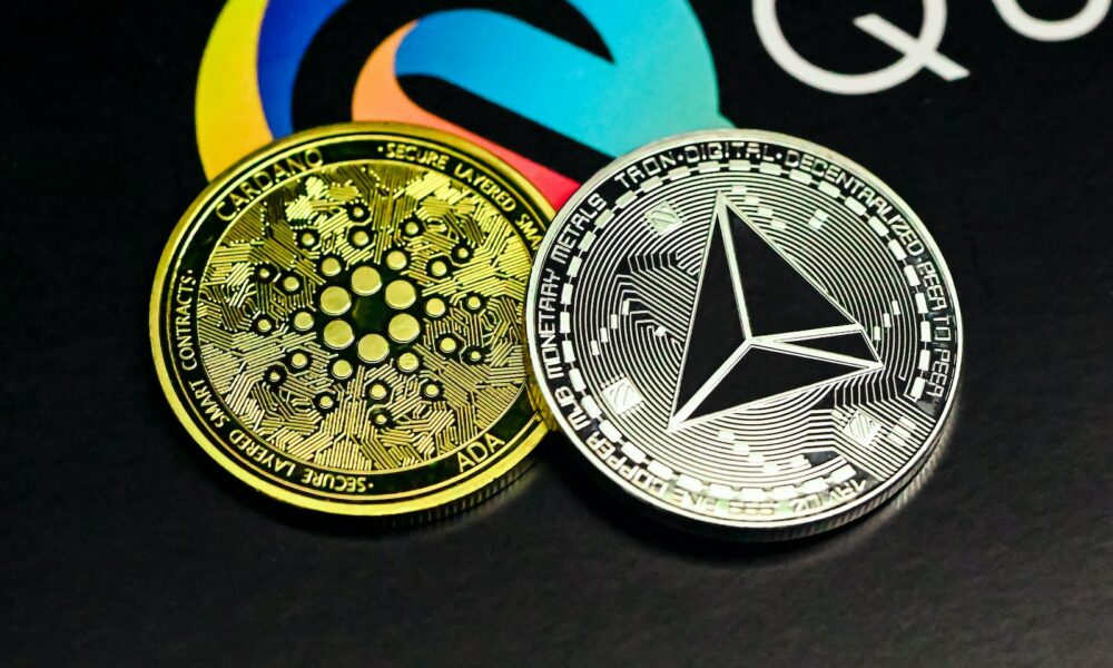 a close up of two different colored coins