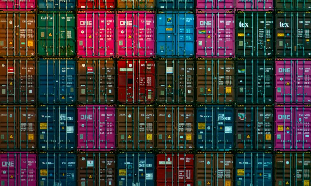 red and black plastic crates