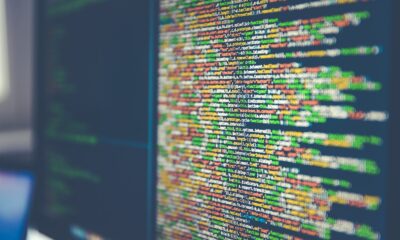 Colorful software or web code on a computer monitor