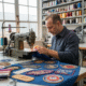 A skilled artisan meticulously crafting a custom embroidered patch.