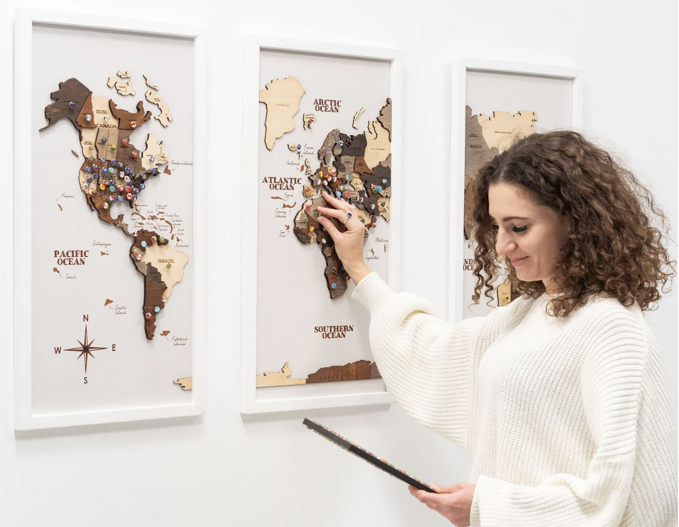 wooden world map