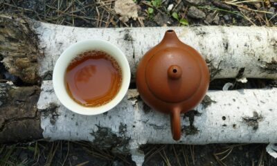 brown teapot and white mug