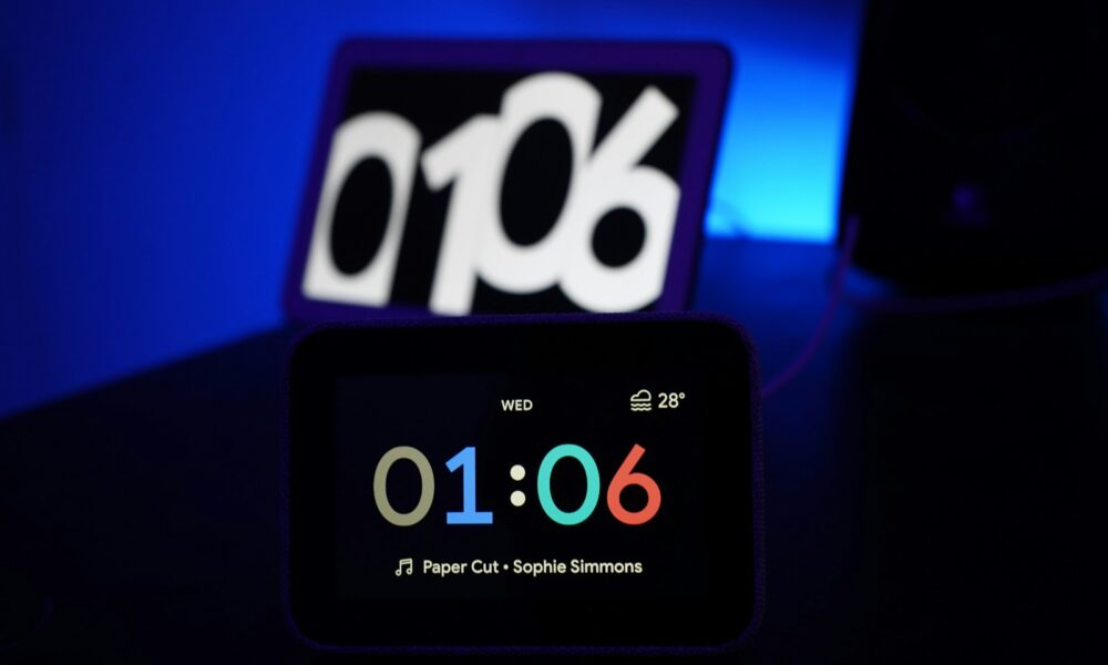 black digital clock at 1:06