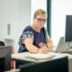 a person sitting at a desk