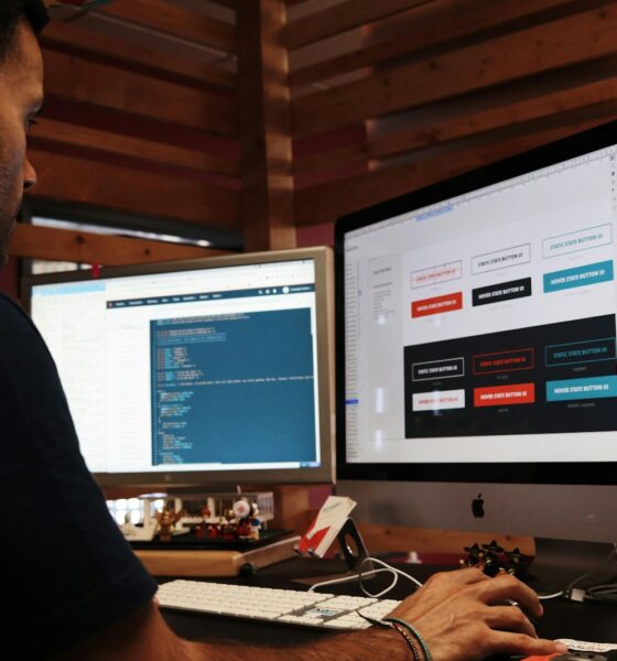 man using Apple computer