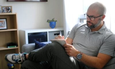 a man sitting on a couch