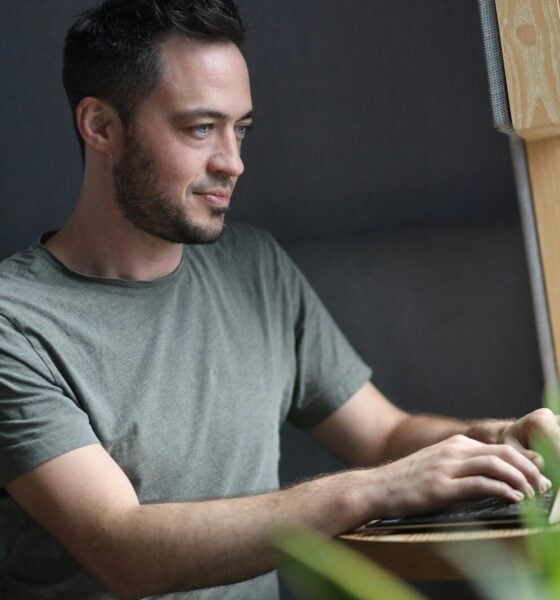 a man using a laptop