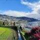 a scenic view of a city and a body of water
