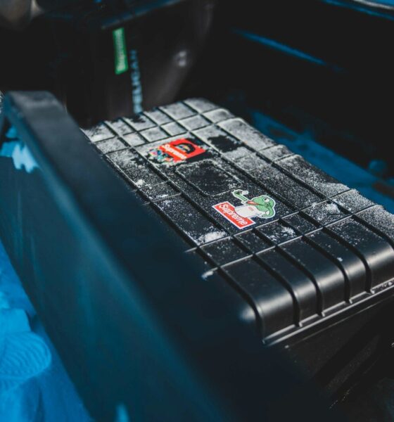 black plastic tool box