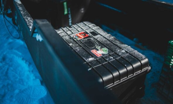 black plastic tool box