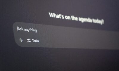 Digital interface with "ask anything" prompt.