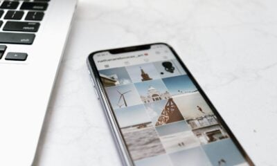 black android smartphone on white table