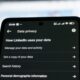 Linkedin data privacy settings on a smartphone screen