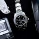 silver link bracelet round analog watch