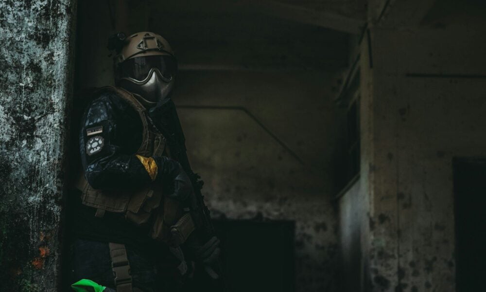 man in black helmet and helmet