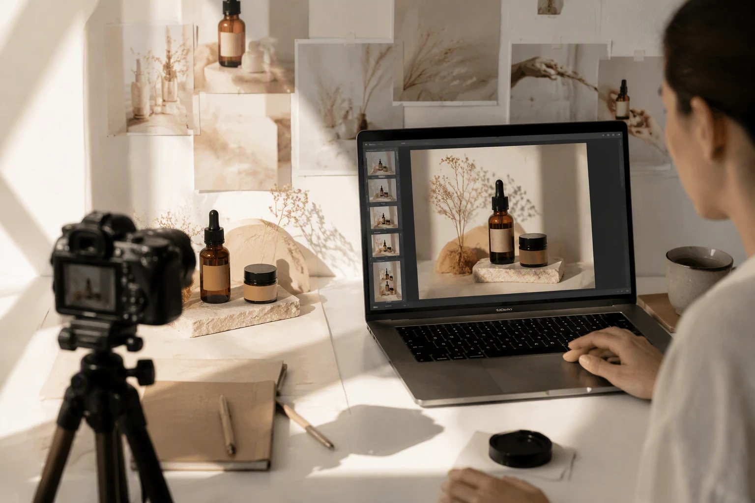 man editing photo