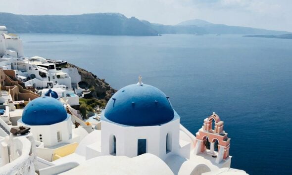 white and blue painted building