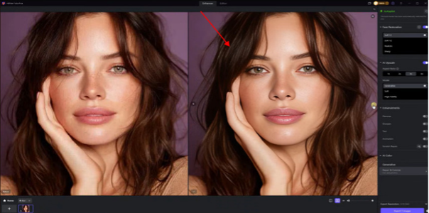 Preview enhanced photo in HitPaw FotorPea