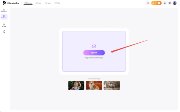 How to Improve Image Quality to 1080p Online Without Watermarks 28 upload image to HitPaw Online Photo Enhancer