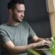 a man using a laptop
