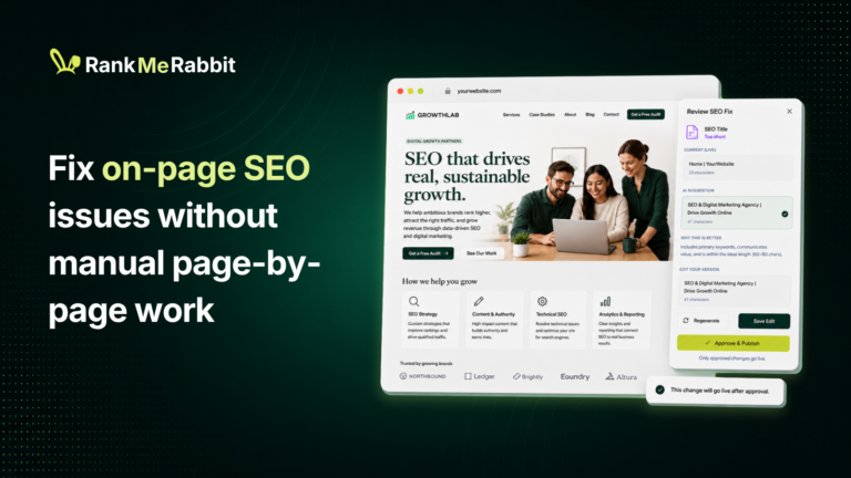RankMeRabbit 28 Fix on page SEO issues without manual page by page work 1 768x432