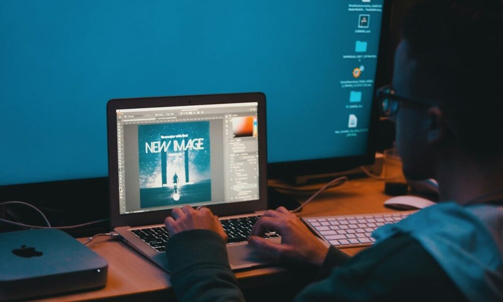 a man using a laptop