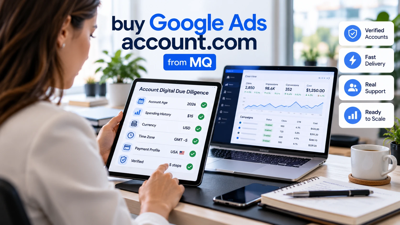 lady working on google ad account