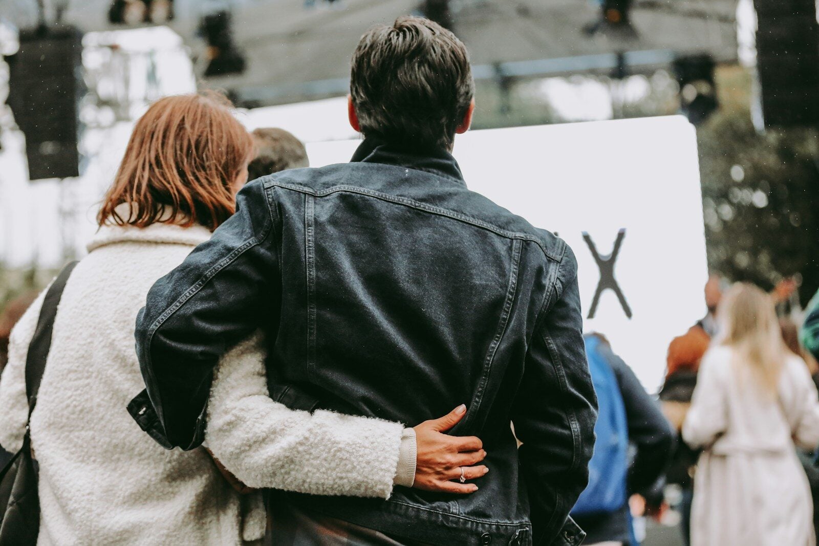 a man and woman hugging