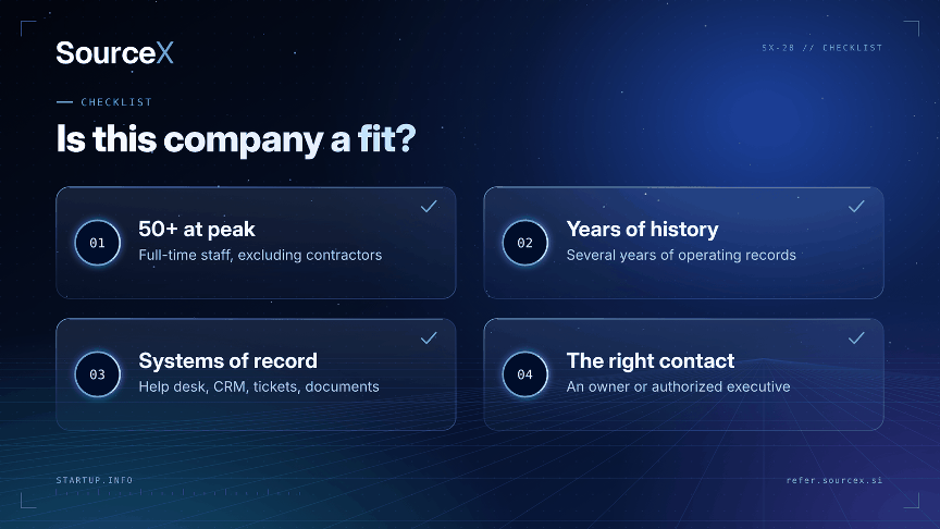 Your Founder Network Holds a Second Asset: The Established Companies in It 28 sourcex screenshot