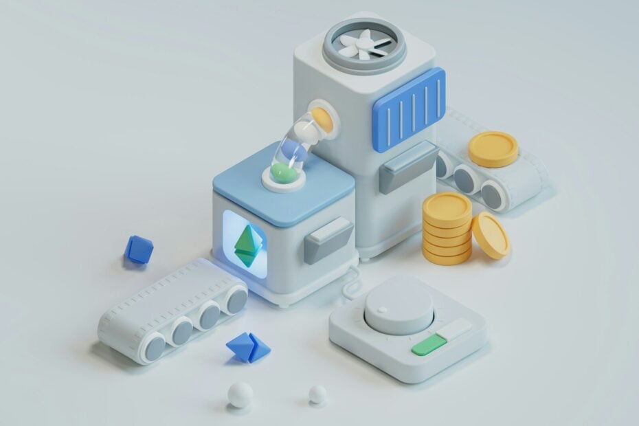 a robot with a bunch of coins around it